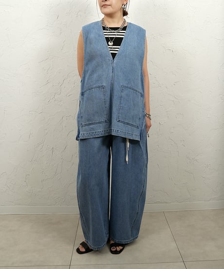 2way waist design tuck curve pants