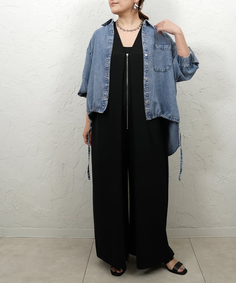 Tencel denim drawstring hem shirt【ラスト1点】 | sele