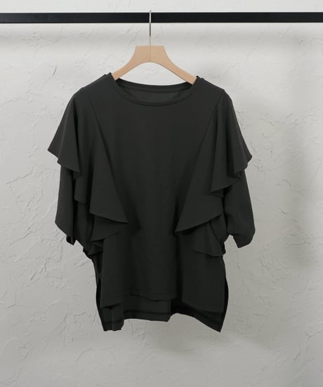 Stretch　georgette　frill　blouse【beigeラスト1点】