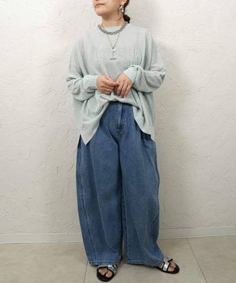 Linen blend sheer logo knit