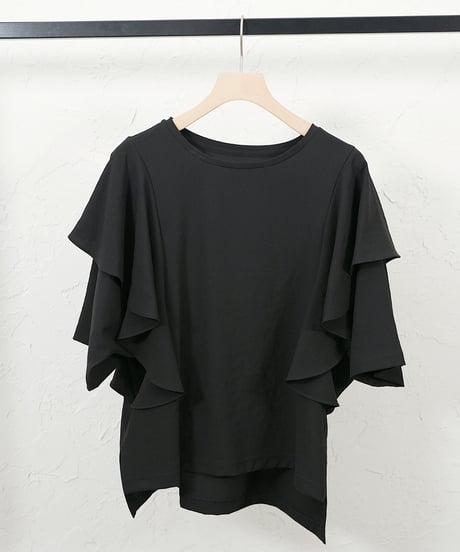 Stretch　georgette　frill　blouse【beigeラスト1点】