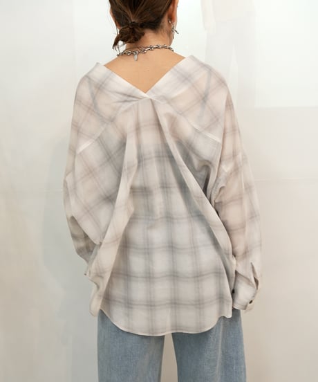 【PASSIONE】　ご予約  シアーコットンチェックVshirt