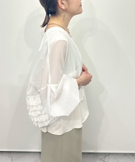 【ayane】ご予約  バックフリルシアーカーディガン