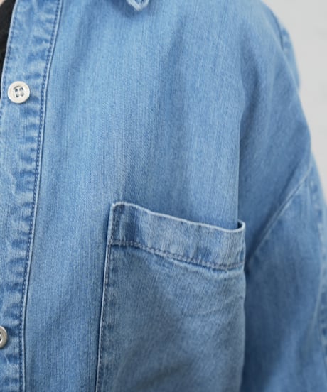 Tencel denim drawstring hem shirt