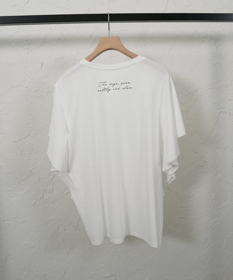 Sleeve ruffle back print T