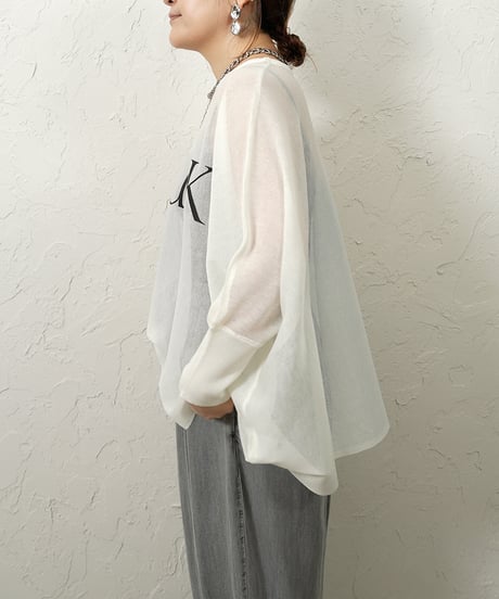 Logo sheer dolman knit 【Whiteラスト2点】