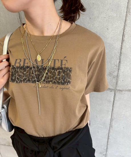 【ROSIEE】　ご予約  レオパードチュール重ねTシャツ