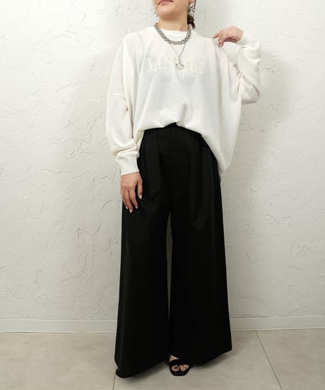 Linen blend sheer logo knit