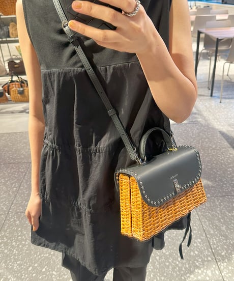 MIRO studs split rattan×leather bag【ラスト1点】