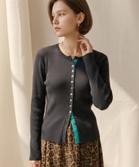 【sugar rose】　ご予約 前立て配色ボタンリブニット TOPS