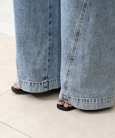 Curve switching drawst  waist   denim pants 【ラスト1点】