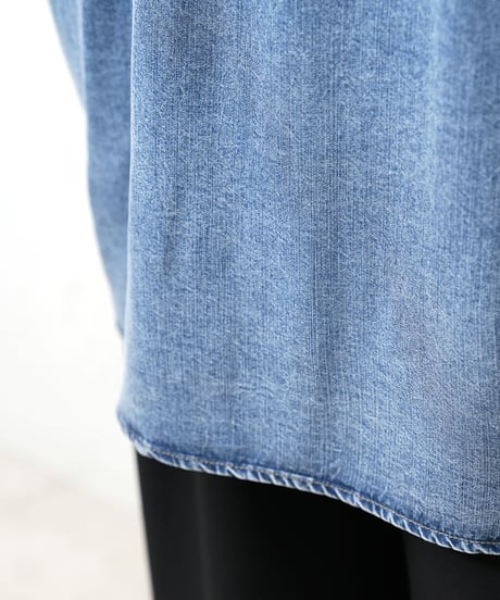 Tencel denim drawstring hem shirt