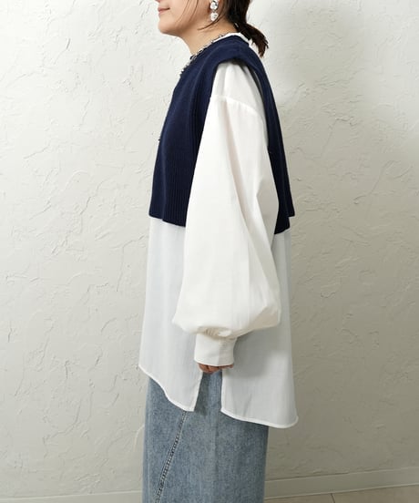 Knit vest×shirt