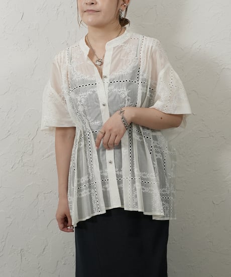 Tuck waist race blouse