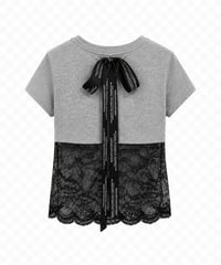 【MAISON MAVERICK】　ご予約  Back Ribbon Lace Panel T-Shirt