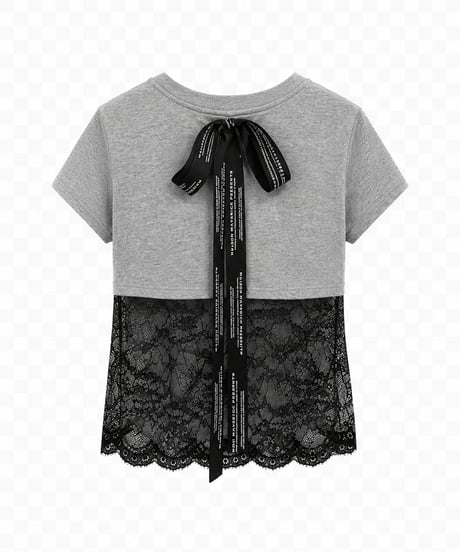 【MAISON MAVERICK】　ご予約  Back Ribbon Lace Panel T-Shirt