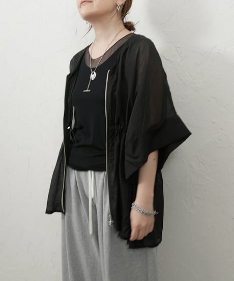 ZIP sheer flare cardigan