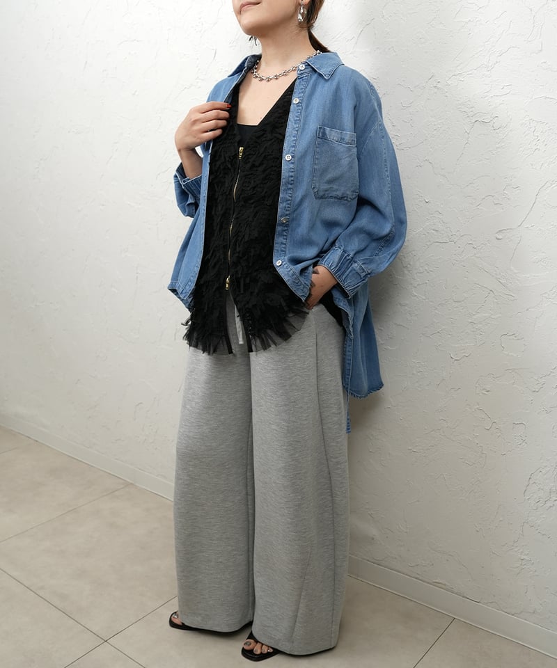 Tencel denim drawstring hem shirt【ラスト1点】 | sele