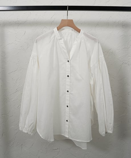 Cotton linen gather sleeve shirt【ラスト1点】