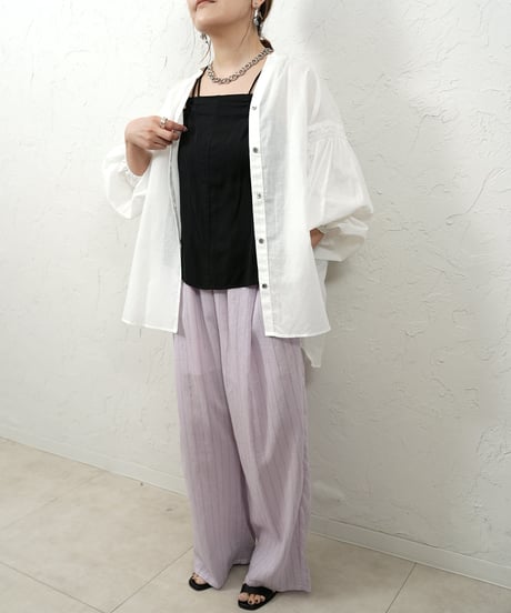 Cotton linen gather sleeve shirt【ラスト1点】