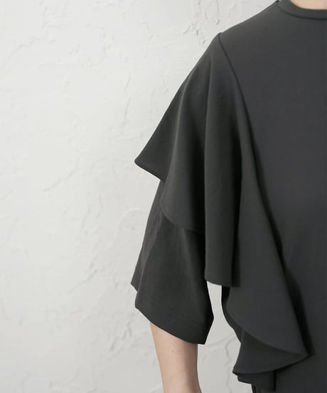 Stretch　georgette　frill　blouse【beigeラスト1点】