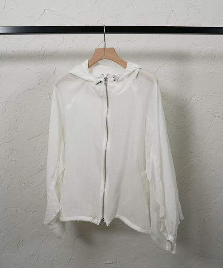 Linen blend frill foodie blouson