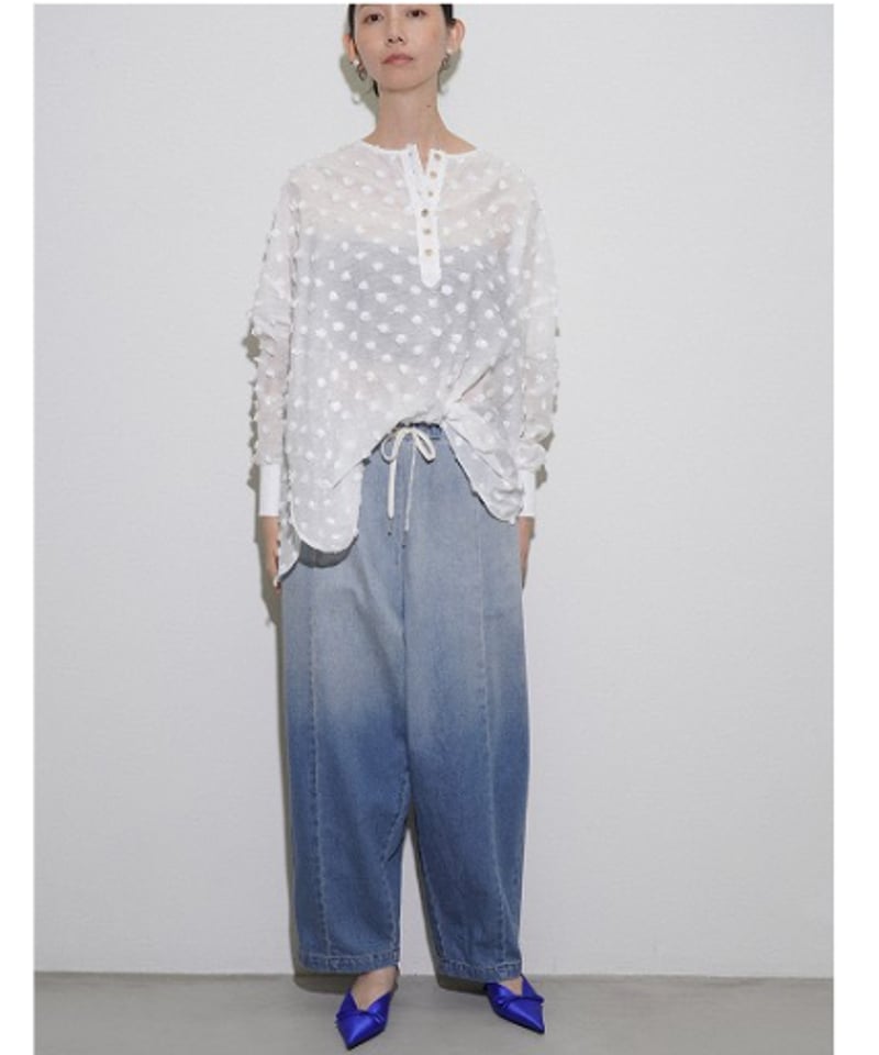 CYAN tokyo】 ご予約 ドットジャカードヘンリーブラウス