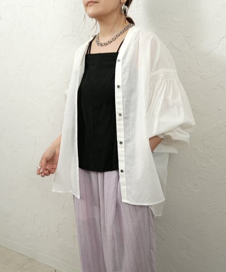 Cotton linen gather sleeve shirt【ラスト1点】