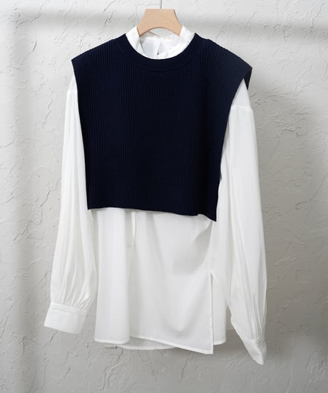 Knit vest×shirt