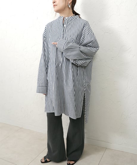 Stripe　skipper　long shirt