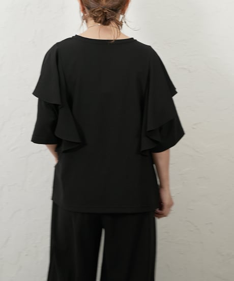 Stretch　georgette　frill　blouse【beigeラスト1点】