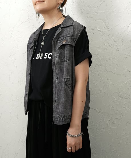 Denim chiffon vest