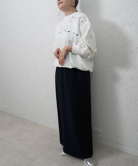 Stretch georgette back flare skirt ラスト1点