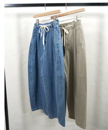 2way waist design tuck curve pants