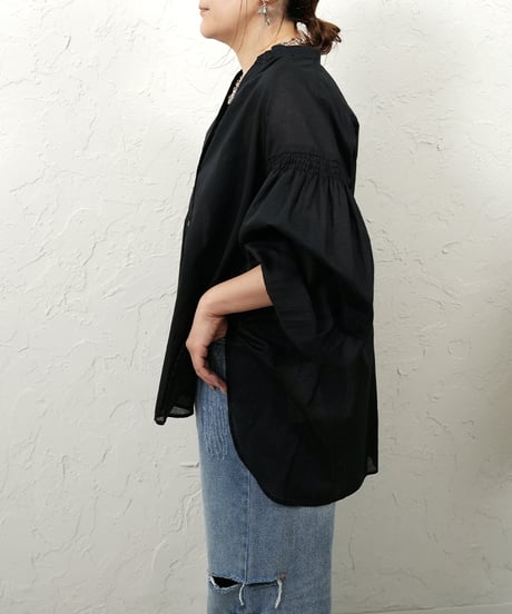 Cotton linen gather sleeve shirt【ラスト1点】