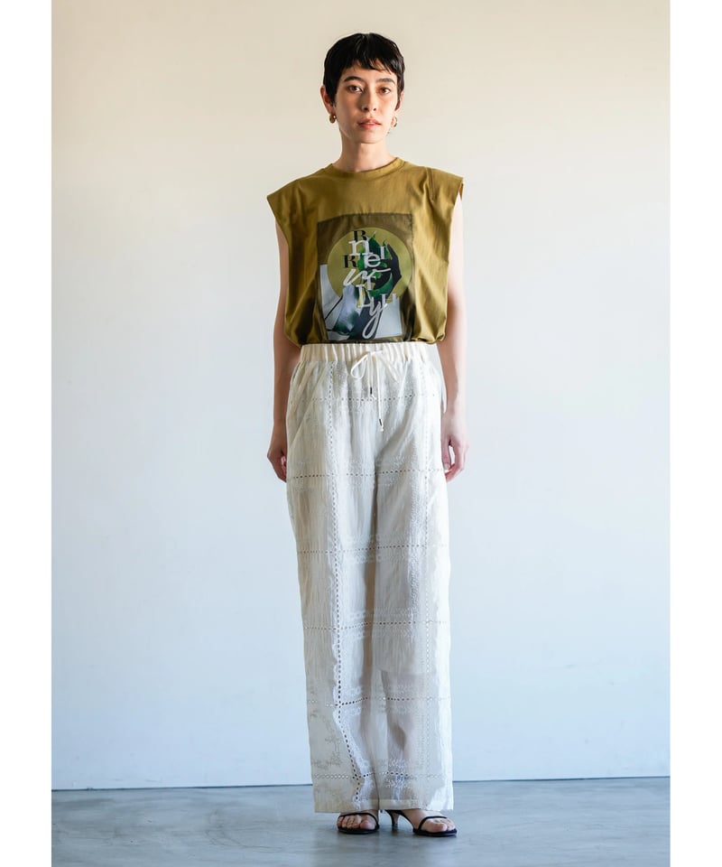 Lallia Mu】 ご予約 サイドベンツレースパンツ | select shop Liren