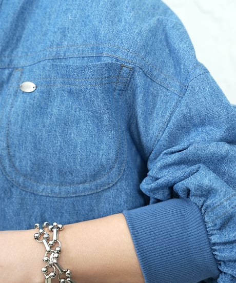 Organdy pleats　denim shirt【ラスト1点】