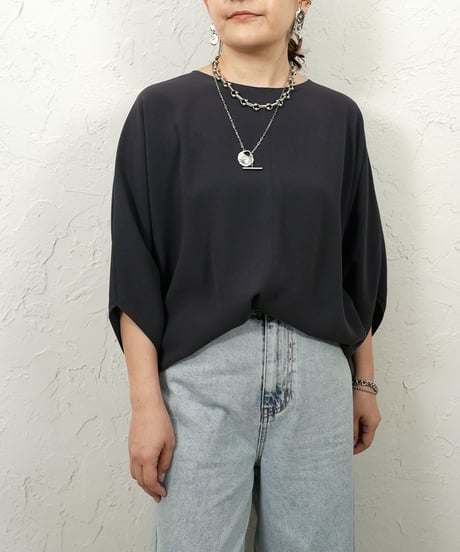Georgette　poncho　blouse【Charcoalラスト1点】