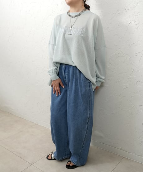 Linen blend sheer logo knit