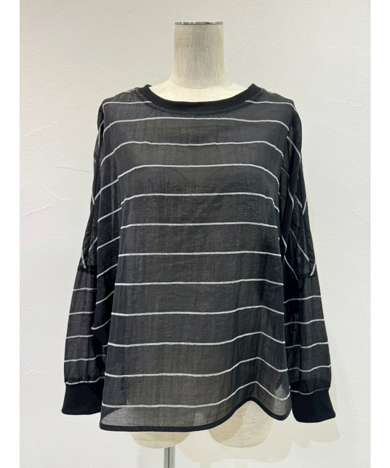 CYAN tokyo】 ご予約 グロッシーシアーボーダーブラウス