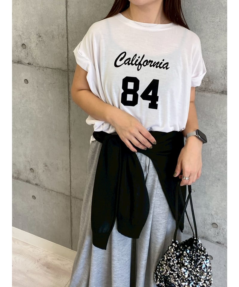 ROSIEE】 ご予約 ソフト風合いフロッキー肩タックプリントTシャツ