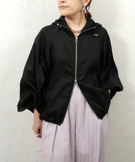 Linen blend frill foodie blouson