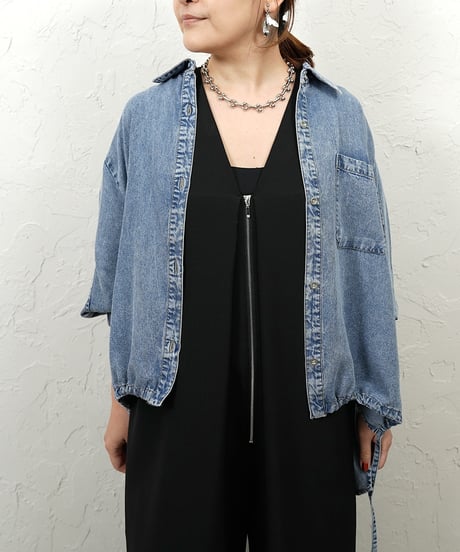 Tencel denim drawstring hem shirt
