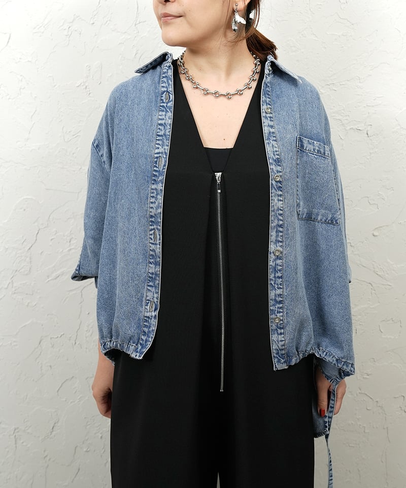 ジャケット・アウター CYNICAL Tencel denim drawstring shirt Tencel denim drawstring hem shirt | select shop