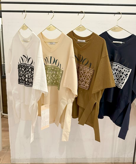 【Lallia Mu】ご予約   レースドッキングクロップドカットソー