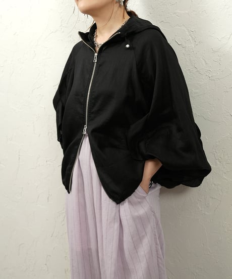 Linen blend frill foodie blouson