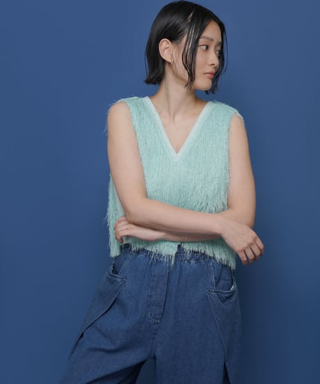【CYAN tokyo】　ご予約  サイドリブシャギーベスト