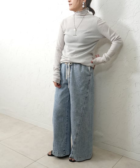Curve switching drawst  waist   denim pants 【ラスト1点】