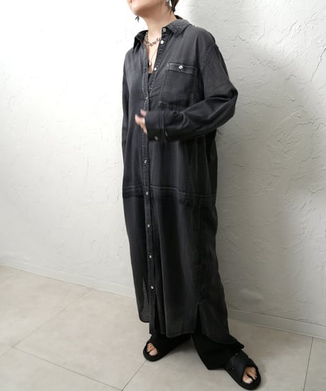 Sheer denim one-piece【blackラスト1点】