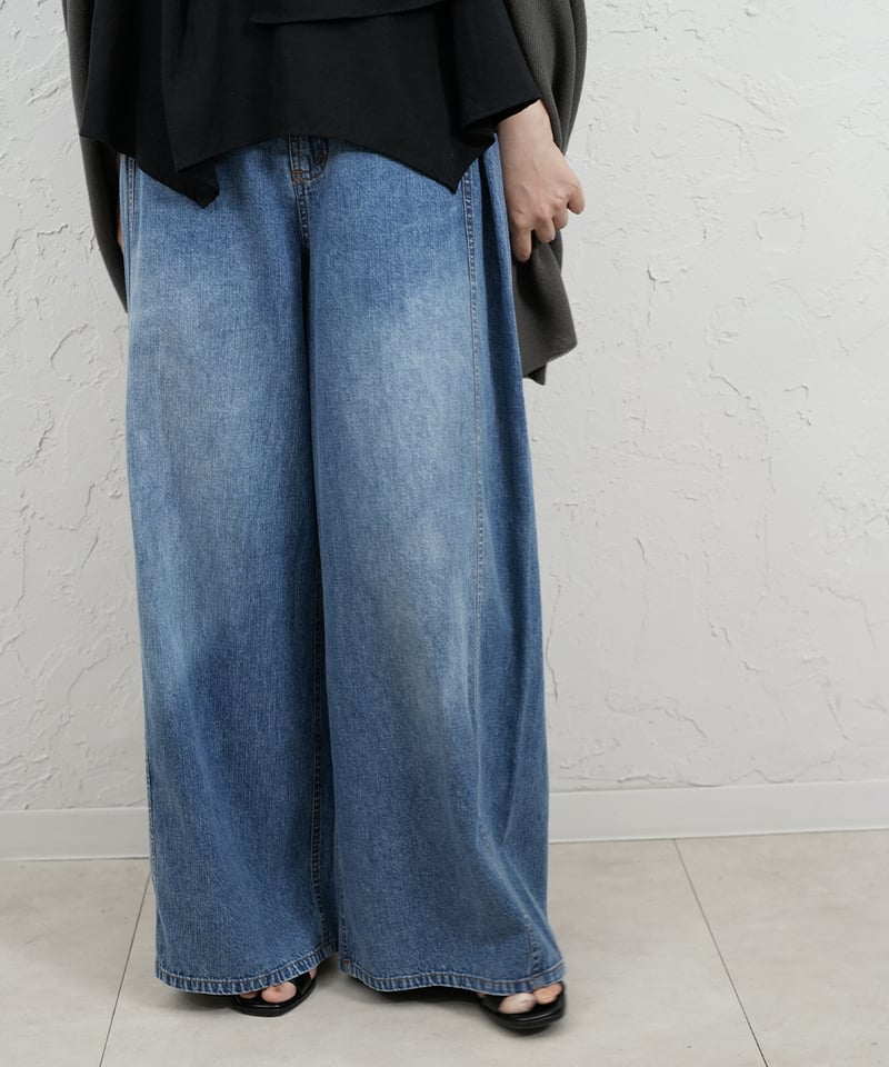 Side tuck linen denim pants【ラスト1点】 | select sho